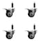 Service Caster 3'' Black Poly Swivel 1'' Expanding Stem Caster Set Total Lock Brake, 4PK SCC-EXTTL20S314-PPUB-BLK-1-4 - alternate 1